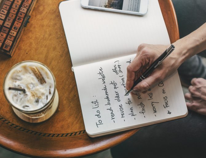 Cafe Coffee Break Mobile Phone Notebook To Do List Concept