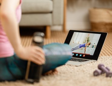 woman doing exercises at home